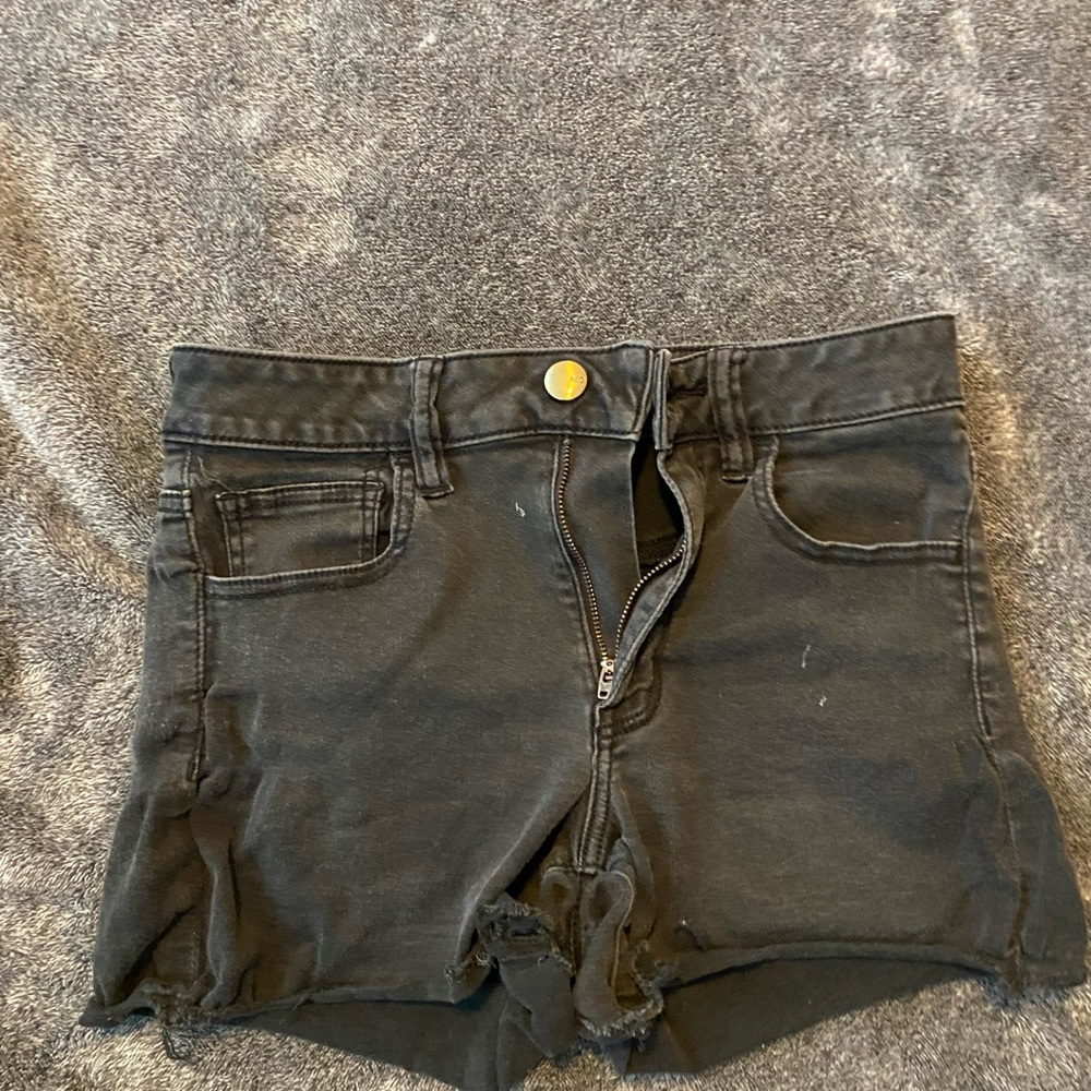 American Eagle super super stretch black jean shorts